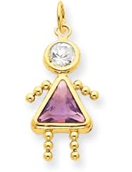14k Gold June Girl Birthstone Charm