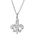 Pave Crystal Fleur-de-lis Pendant With Sterling Silver Chain