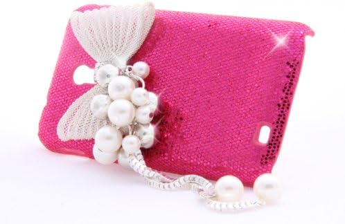 HOHONG (TM) Bling Ribbon Styles Series - Bling Silver Rhinestones Ribbon With Pendant Pink Sparking Case For Samsung S2 Epic 4G Touch / D710 - Retail Packing with HOHONG (TM) stylus and screen protector