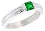 Sterling Silver .40 Carat Size Princess Cut Emerald Colored CZ Solitaire Bridal Ring (Available in Sizes 6 to 10) size 6