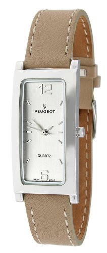 Peugeot Women's 318CR Silver-Tone Cream Leather Strap Watch