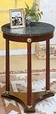  : Green Marble Top Snack Table Plant Stand with A Cherry Finish Base
