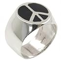 Inlayed Peace - Sterling Silver Ring - Size 10