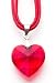 Oi! Vibrant Red Solid Crystal Heart Pendant on Red Leatherette with Sterling Silver Fittings - V1