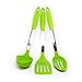 Quicklids Silicone and Stainless Steel Kitchen Utensils (Set of 3), Turner/Slotted Spoon/Ladle, Green