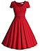 MUXXN Women's 1950s Vintage Short Sleeve Pleated Swing Cocktail Dress