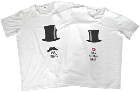 MFVN Couple T-Shirt MR.RIGHT &amp; MRS.ALWAYS RIGHT T-Shirt XS - XL White