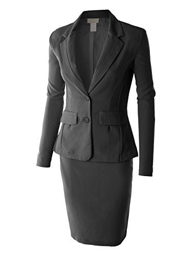 RubyK Womens Classic Slim Fit Blazer and Skirt Suit Set