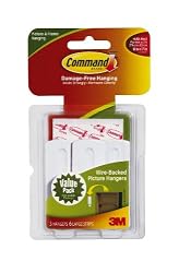 Command 17043 Wire-Backed Picture-Hanging Hooks with Adhesives Strips, 3 Hangers 6 Strips
