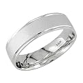 Mens 14K White Gold Comfort-Fit Contrast-Texture Wedding Band