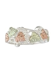 Black Hills Gold on Sterling Silver Leaf and Vine Band Ring