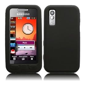 Samsung S5230 Tocco Lite Black Silicone Skin Case & Screen Protector