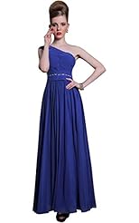 Chiffon/Polyester Lace Draped  One Shoulder Evening Dress/Prom Dress/Party Dress/Wedding Dress/Maxi Dress  With Ruffles