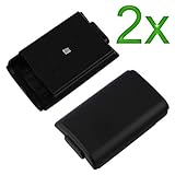 GTMax 2x Black Battery Cover for Microsoft Xbox 360
