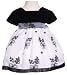 Baby : New Black & White Velvet Bow Lace Dress - 18M large (B698)