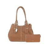 Tignanello Pebble Leather Double Handle Shoulder Bag with Matching Wallet