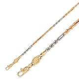14K Gold Rope Figaro Chain 3mm 8 W  Lobster-Claw Lock Italy 3 Color Gold Bracelet