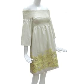 Voom Dress by Joy Han - Cotton Off the Shoulder Tunic Dress with Floral Patch - Casual or Party Dresses for Women, Juniors, Teens