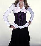 Victorian Purple Black Satin Steel Boned Underbust Corset With Steel Front Busk Closure Back Lacing Shaper Corset