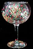 Christmas Trees Design - Hand Painted - Goblet - 12.5 oz.