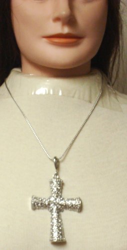Genuine Sterling Silver Medium Chain Necklace with Cross Pendant