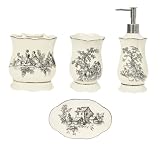 Expressions Antoinette 4-Piece Set with Toothbrush Holder, Lotion Pump, Soap Dish & Tumbler