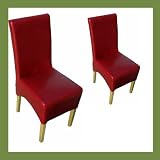DEWSBURY Red Dining Chairs Faux Leather Set of 2