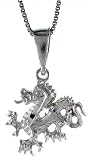 Sterling Silver 11/16 (18 mm) Small Diamond Cut Dragon Pendant