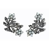 Silver Floral Natural Seed Pearl Earrings - Dahlia Vintage Collection
