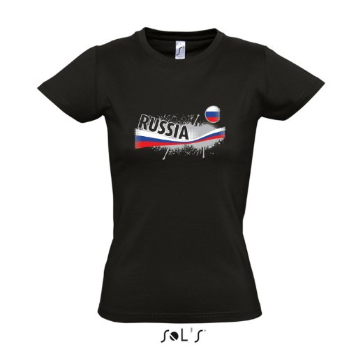 Fanshirt-Damen RUSSIA, Russland Ländershirt EM / WM Trikot S-XXL , Deep black , L