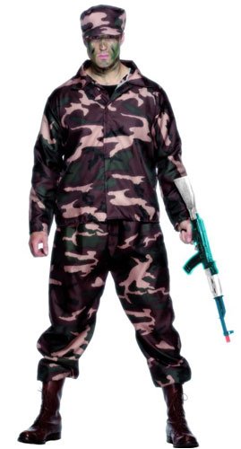 Mens Army Fancy Dress Army Soldier Costume -