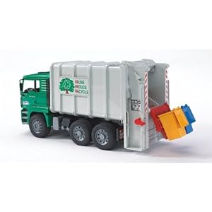 Bruder Toys Man Garbage Truck Rear Loading Green by Bruder Toys