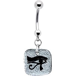 Handcrafted Silver Egyptian Eye Dichroic Belly Ring