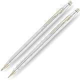 Cross Classic Century, Medalist Ballpoint Pen and .05mm Pencil Set, Polished Chrome with 23 Karat Gold Plated Appointments (330105)