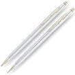 Cross Classic Century Medalist Ball-Point Pen and .05mm Pencil Set In Polished Chrome with 23 Karat Gold Plated Appointments