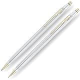 Cross Classic Century, Medalist Ballpoint Pen and .07mm Pencil Set, Polished Chrome with 23 Karat Gold Plated Appointments (330105)