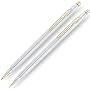 Cross Classic Century Medalist Ball-Point Pen and .05mm Pencil Set In Polished Chrome with 23 Karat Gold Plated Appointments