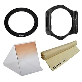 Graduated Brown Square Filter + Square Filter Holder + 67mm Adapter Ring + JB Microfiber Lens Cleaning Cloth for Cokin P Series System