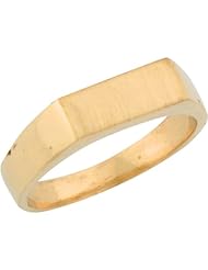 14k Yellow Gold Rectangular Signet Designer Baby Band Ring