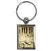 Key Chain Rectangular of Grunge Music with Piano Keys Treble Clef and Notes