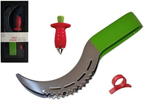 Fruit Lover's Gift Set Featuring Watermelon Slicer Knife Corer ★ Strawberry Huller Stem Remover ★ Orange Peeler ★ Stainless Steel ★ Environmentally Safe