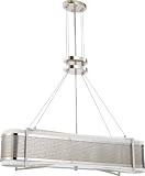 Nuvo Lighting 60/4445 Four Light Diesel Island Pendant with Slate Gray Fabric Shade/Frosted Diffuser, Polished Nickel