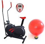 Gym Master Elliptical Exercise Bike Cross Trainer w/Seat in Black & Red, Upgraded 2015 Model - 1 Year Warranty & Free Gym Ball
