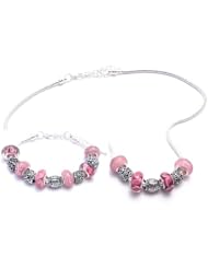 Live, Love, Laugh Charm Bracelet and Necklace Gift Set Girls Pandora Style