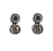 Earrings - E401 - Round Crown Crystal - Post Earring Style ~ Jet and Black Diamond (Black and Gray)