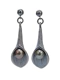 Sterling Lily and Freshwater Pearl Drop Earrings - B000KRO8V0