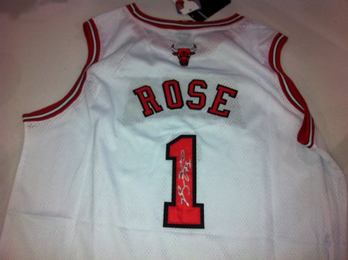 Derrick Rose Autographed Authentic Hand Signed Chicago Bulls White Jersey