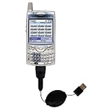 Retractable USB Cable for the Handspring Treo 650 with Power Hot Sync and Charge capabilities - Gomadic Brand w/ TipExchange Technology