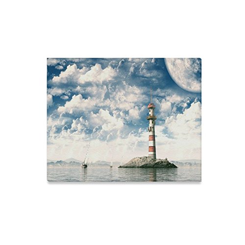 Lighthouse Build In The Sea Custom Canvas Print Wall art Painting 20"x16"Inch,Modern Home Decor Wall Room Office Oil Paintings