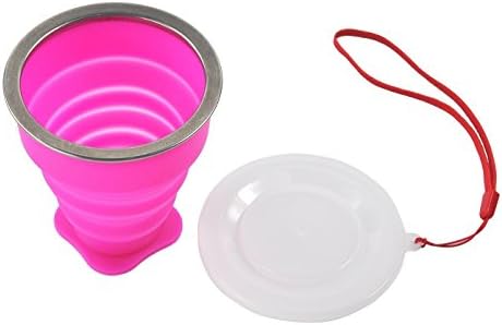 Superproducts Portable Collapsible Non-toxic Silicone Cup For Camping Hiking Trip(Pink)
